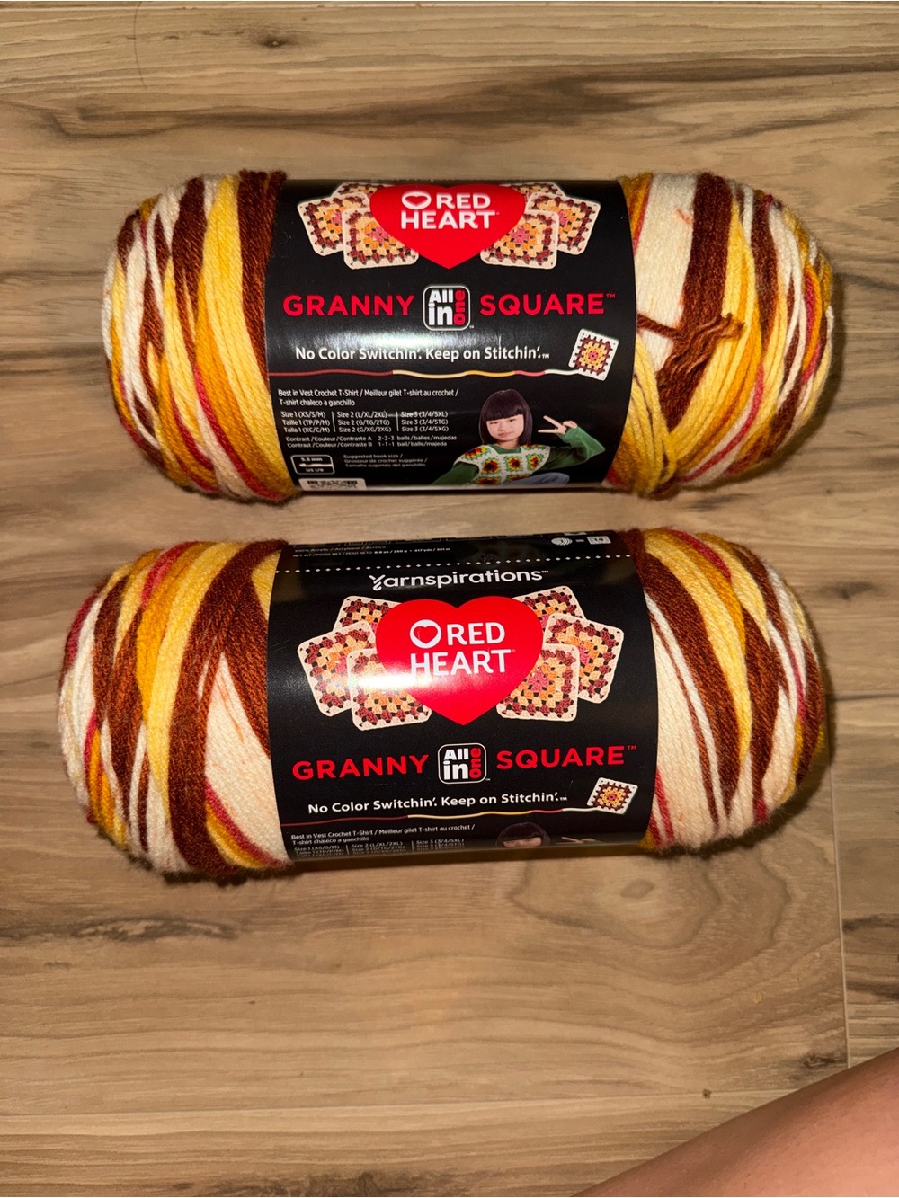 New Red Heart All in One Granny Square Yarn - 2 Skein